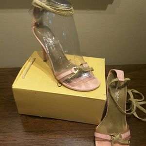 Adorable pink ankle wrap heels